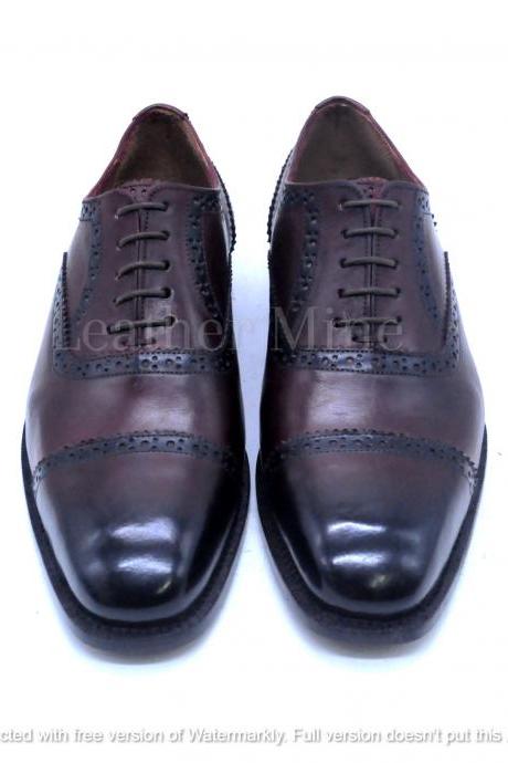 Men's Handmade Ox Blood Oxfords Leather Custom Made Dress Shoes